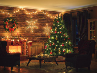 3D Rendering Christmas interior