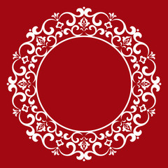 Decorative frame Elegant vector element for design in Eastern style, place for text. Floral red border. Lace illustration for invitations and greeting cards