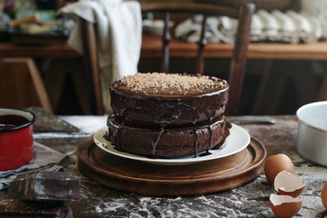 Chocolate cake food photography recipe idea