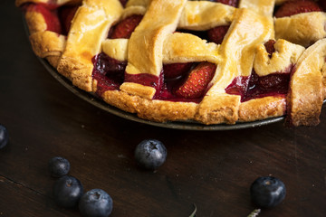 Mixed berries pie food photography