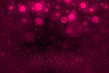 pink cute shining glitter lights defocused bokeh abstract background with falling snow flakes fly, festal mockup texture with blank space for your content