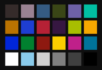 Color checkerboard passport. Chipchart for colour calibration.