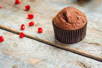 muffins chocolate (cupcakes) chocolate dessert cake. top view.