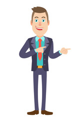 Businessman showing something beside of him