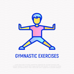 Gymnatics exercises thin line icon. Modern vector illustration.