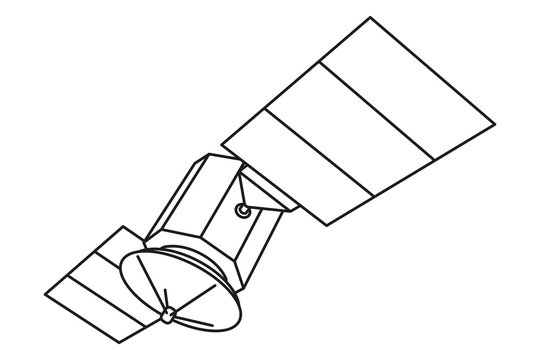 black and white satellite in space clip art preview