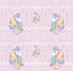 Seamless pattern with cute unicorns © diavolessa