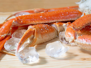 crab legs on ice