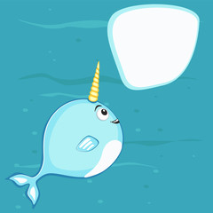 Narwhal cute character in cartoon style drawing © dima_oris