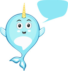 Narwhal cute character in cartoon style drawing © dima_oris