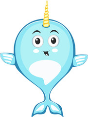 Narwhal cute character in cartoon style drawing © dima_oris