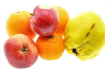 Naklejka na ściany i meble fresh fruits isolated on white background