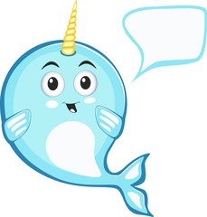 Narwhal cute character in cartoon style drawing © dima_oris