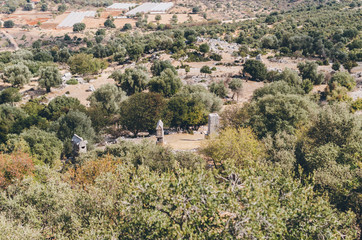 Naklejka premium Old stone in Apollonia ruins in Lycian Way, Antalya, Turkey