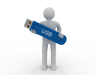 3D Man - USB Stick. 3d rendered illustration