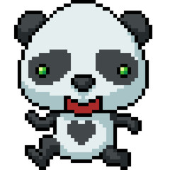 vector pixel art panda happy