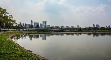 Naklejka premium Old village meets new city