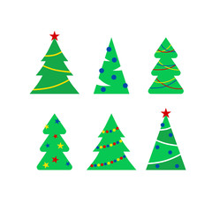 Set of illustration of Christmas and New Yaer trees