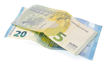 money on white background