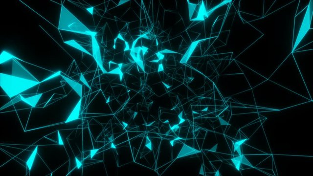 Immersion in a neural tunnel. Articulations in the structure appear and disappear.3d render Neuron glowing.