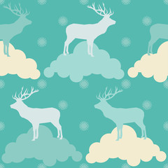 Seamless vector background with deer. Graphic element for design. Can be used for wallpaper, textile, invitation card, wrapping, web page background.