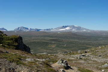 Blick auf das Massiv des Snøhetta im Dovrefjell