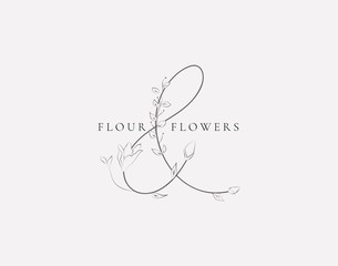 Vector Floristic Feminine Brand Logo Template Monogram.