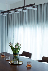 Stylish and simple home interior, Closeup of restaurant in the evening