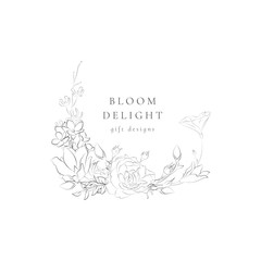 Vector Floristic Feminine Brand Logo Template Frame.