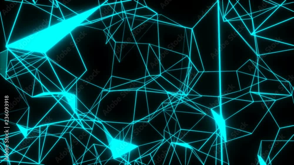 Poster neon tubes. articulations in the structure appear and disappear.3d render neuron glowing. seamless l