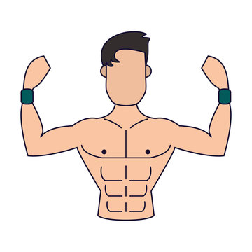 Man flexing muscular arms