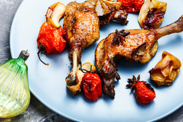 Christmas roast duck leg