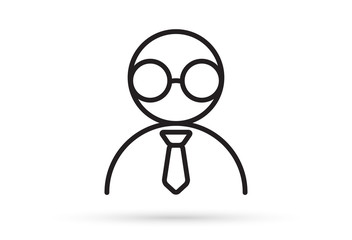 male profile picture, silhouette profile avatar icon symbol with glasses, necktie