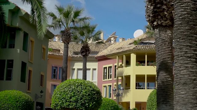 Buildings and houses of the luxurius urbanizatoin of Sotogrande, in Cadiz.
