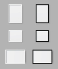 Black and white Photo Frames. Vector illustration.