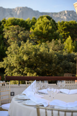 Table decoration at a luxury wedding reception