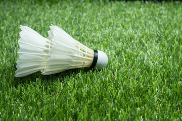 Badminton ball on glass