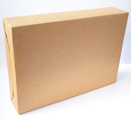 Cardboard box with Sticky tape  isolated on white background