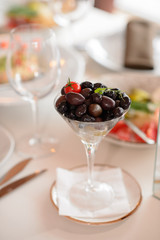 Catering services and table decoration. dish with food meal in the wedding restaurant