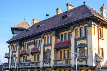Fototapeta na wymiar Classic architecture building facade near First Romanian School