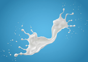 Obraz na płótnie Canvas Milk splashes isolated on blue background. vector illustration