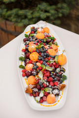 Catering services and table decoration. dish with food meal in the wedding restaurant