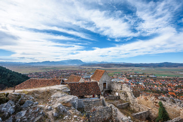 Fototapeta na wymiar Rasnov city from citadel top view