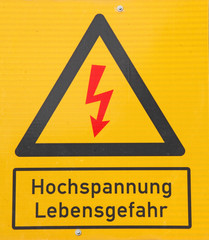 Schild Hochspannung