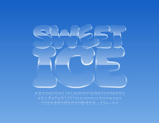 Vector Sweet Ice Alphabet Letters, Numbers and Symbols for Children. Kids glass Font