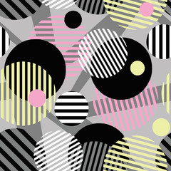 Seamless dotted circles colorful pattern, stripped round shapes.
