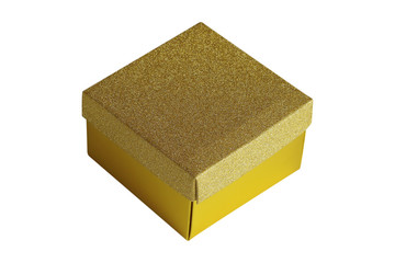 Golden box isolated on white background. clipping path.