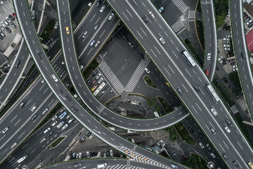 Aerial view of highway and overpass