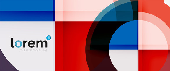 Fototapeta premium Modern geometric circles abstract background, colorful round shapes with shadow effects