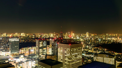 Fototapeta na wymiar 東京夜景　新宿ビル群　東京都庁からの眺め
